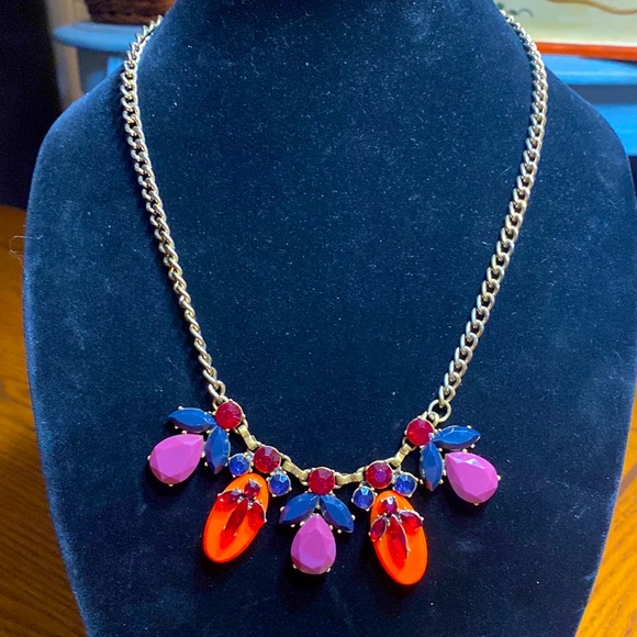 Bundle/Lot of 2 J Crew Bold Statement Necklaces Chunky Geometric Lucite Crystal - Picture 5 of 7